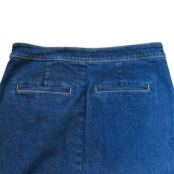 Loft Outlet Dark Wash Denim Skirt w/ Hidden Buttons Placket - Picture 6 of 10